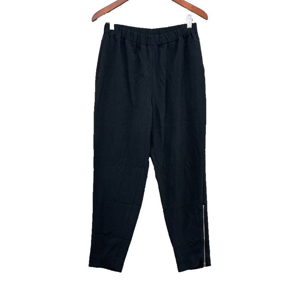 Everlane Tapered Leg Pants Womens 6 Black‎ Zip Ankle Elastic Waist Urban City
